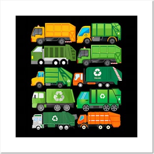 Garbage Truck Recycling Day Trash Waste Separation Birthday Posters and Art